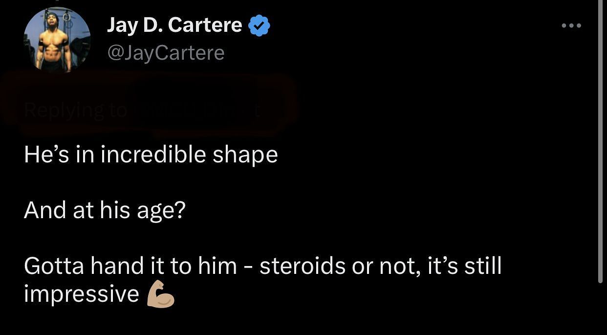 Screenshot of user Jay D. Cartere's tweet (Image via Twitter)